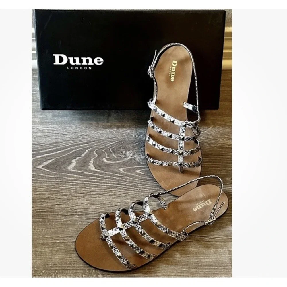 Gray Dune London Reptile Print Gladiator Sandals Katrine‎ Studded 36 US 5/5.5